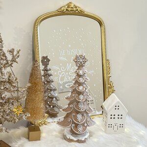 Merry Christmas Resin Gingerbread Tiered Tree Tabletop Holiday Decor New 13"